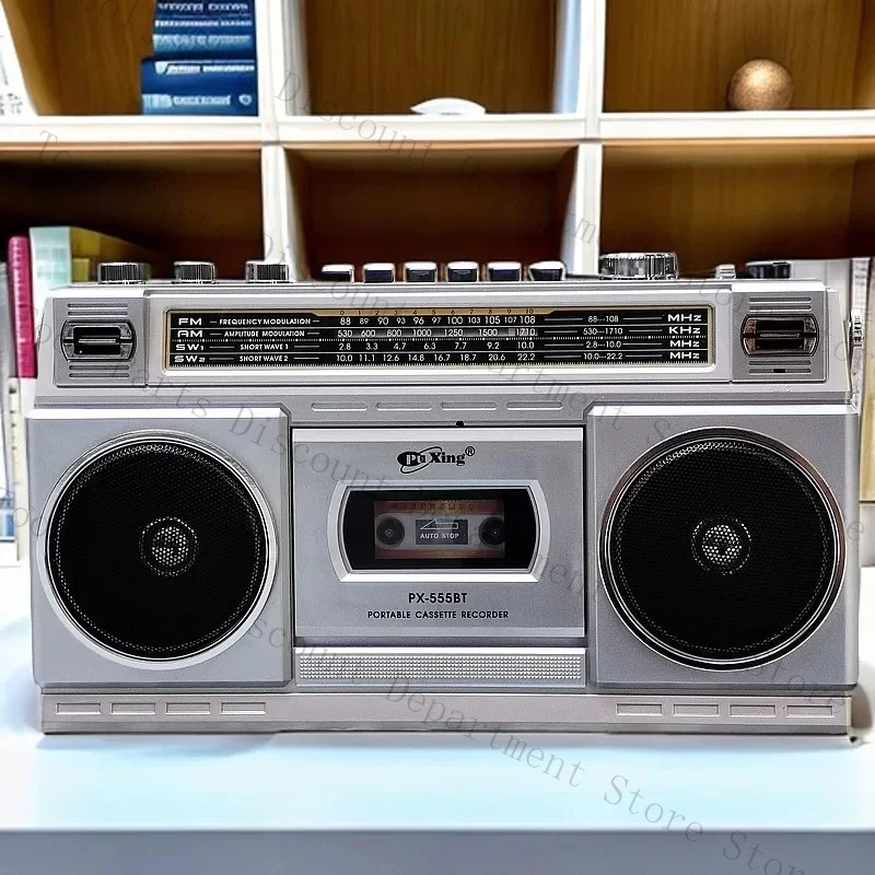 

Retro Nostalgic Tape Recorder Cassette Player Radio Card Speaker Charging Outdoor Stereo