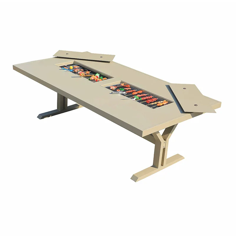 Outdoor barbecue table and chair project wholesale cast aluminum aluminum alloy table and chair villa leisure commercial furnitu