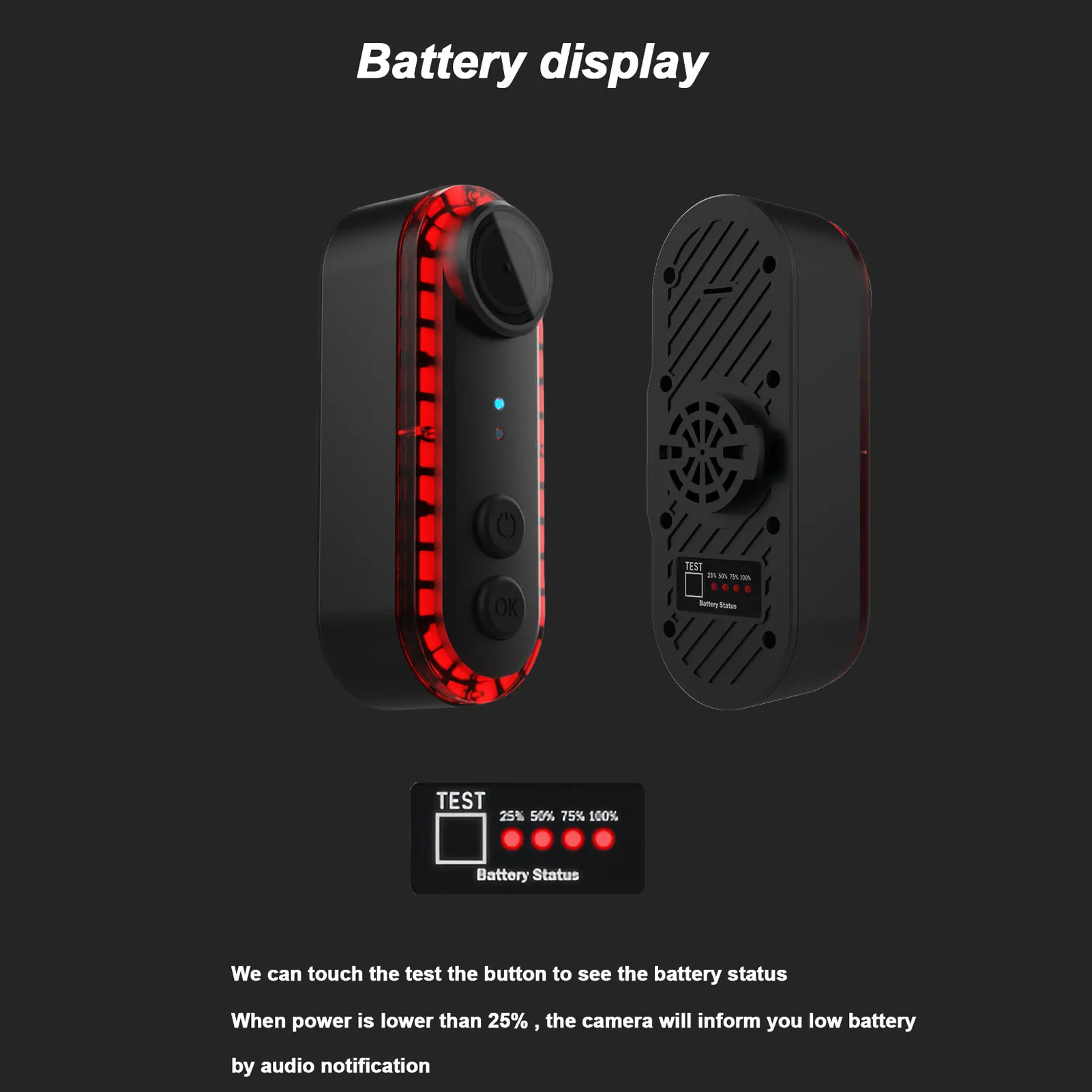 

Bike Rear View Camera with 6 Lighting Modes Tail Light 1080P 150° Wide Angle IPX6 3500mAh Rear Cycling Camera 180° Adjustable