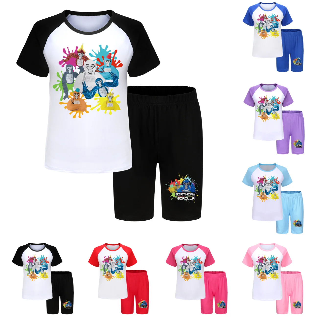 Gorilla Tag Monke Clothes Children Short Sleeve Sportsuit Toddler Girls Outfits Junior Boys' Summer Clothing Kids Casual Pajamas