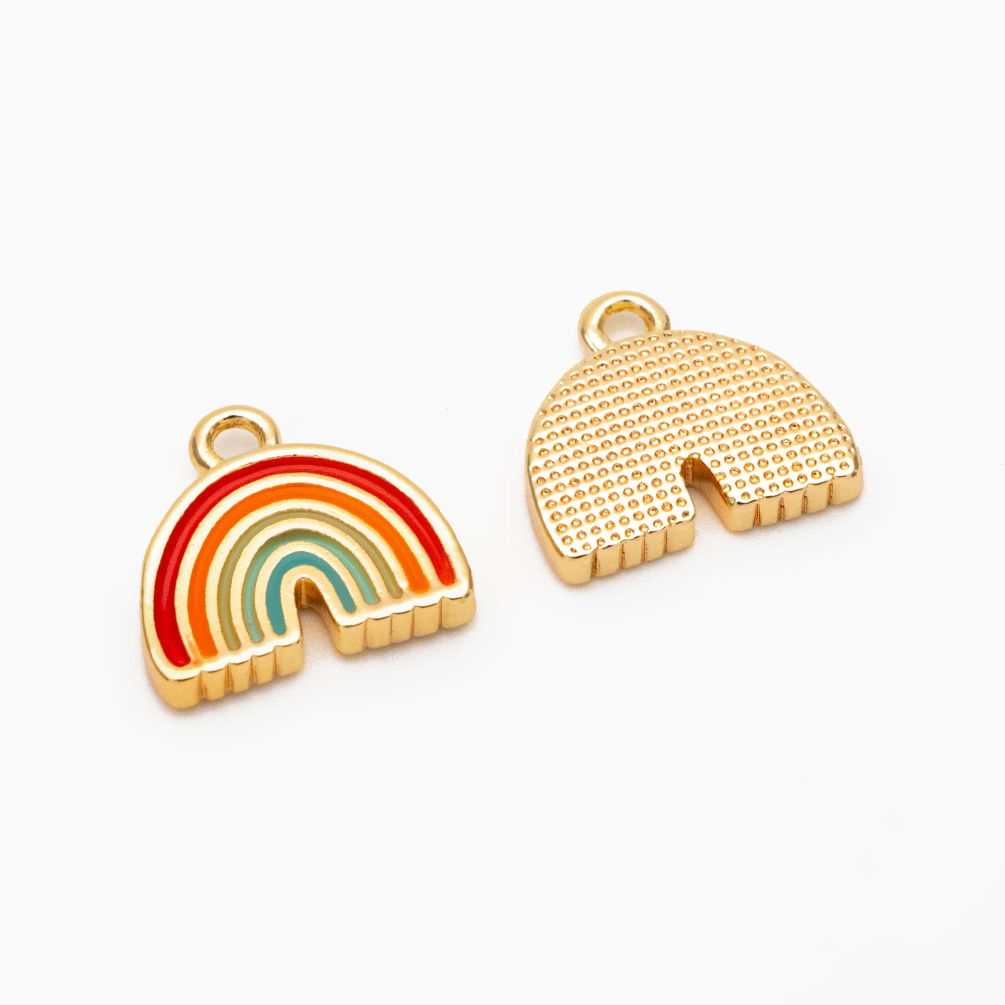 

10pcs Enamel Rainbow Charms 9x10mm, 18K Gold Plated Brass Rainbow Pendants For Jewelry Making Diy Accessories Supplies (GB-3953)
