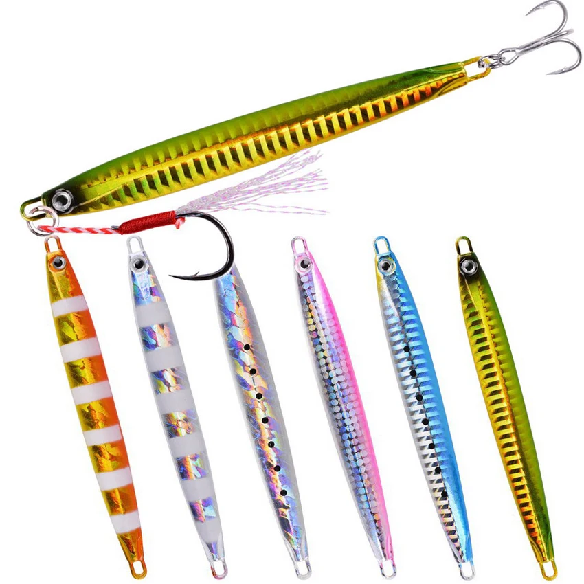 7pcs/lot Metal Jig Fishing Lure Spoon 10g 20g 30g 40g Jigging Lead Fish Sea Bass Fishing Lures Artificial Bait Jigs Minnow Lure