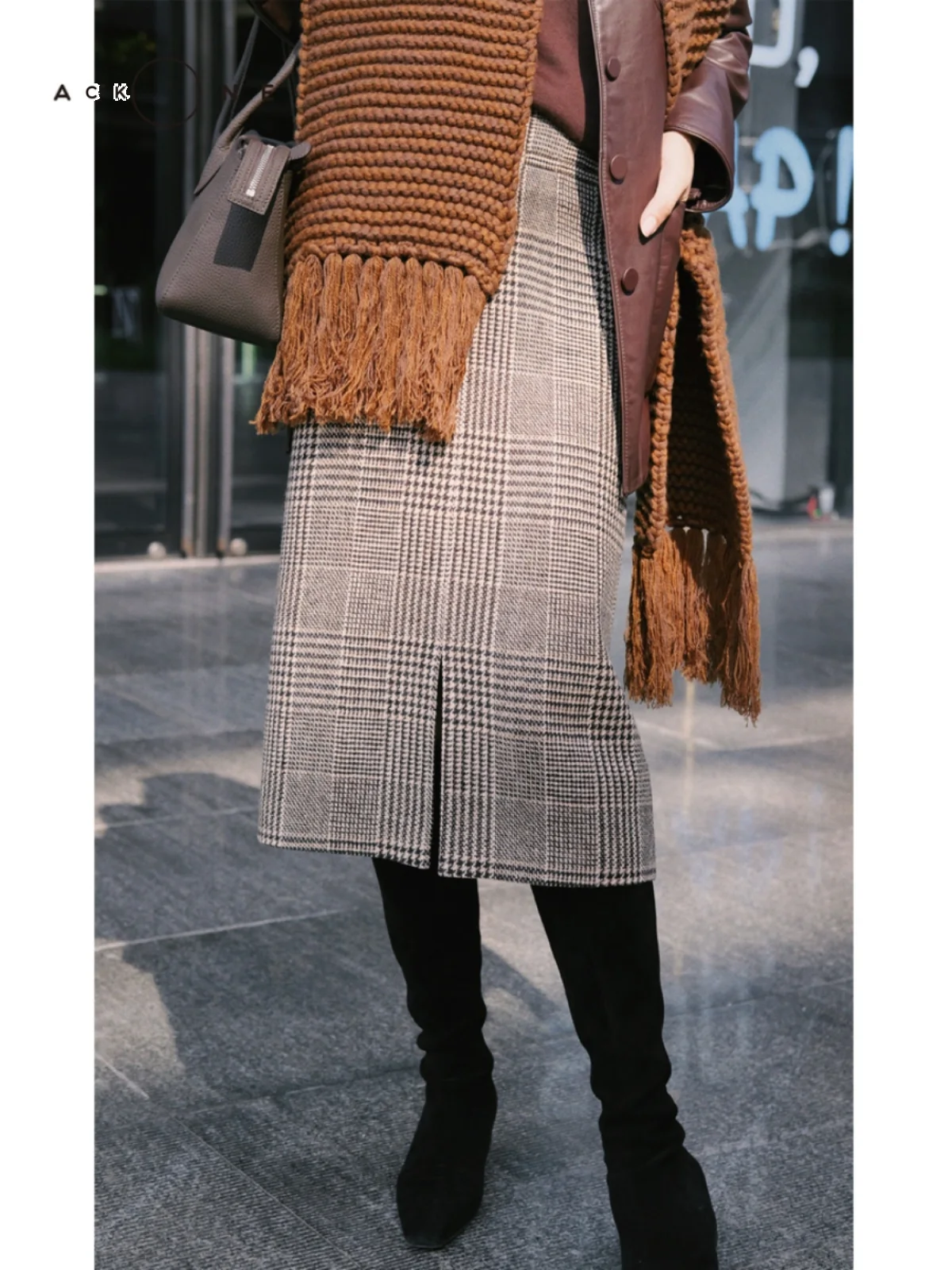 

Юбка в клетку с разрезом, с высокой талией, для повседневной носки, модная, универсальная, длинная юбка для женщин