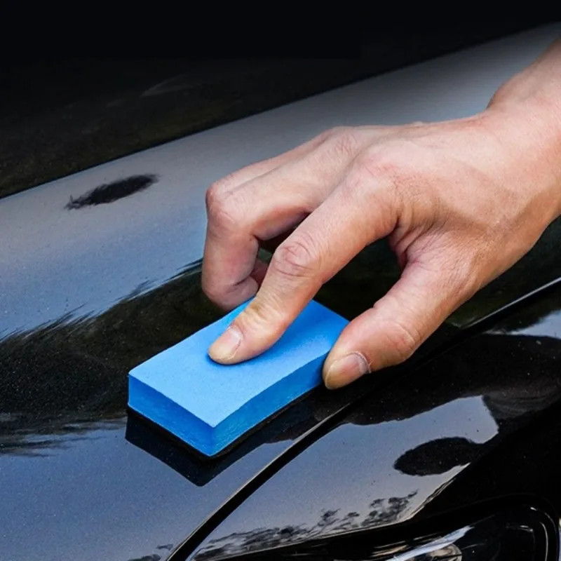 10X Car Sponge Block Cleaning Wax Polish Pad Tool Car Sponge Black Blue Double-Sided Sponge Hand Sanding Block Automotive Care