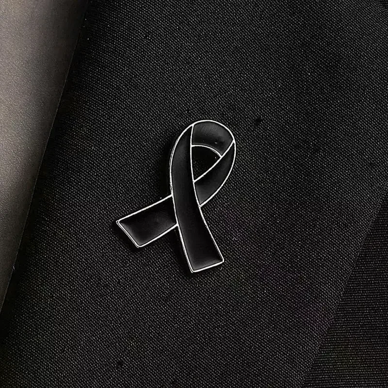 2Pcs Black Ribbon Pin Badge Brooch Funerals Memorial Pin Black Ribbon Mourning Badge Funeral Pin Brooch Decorations