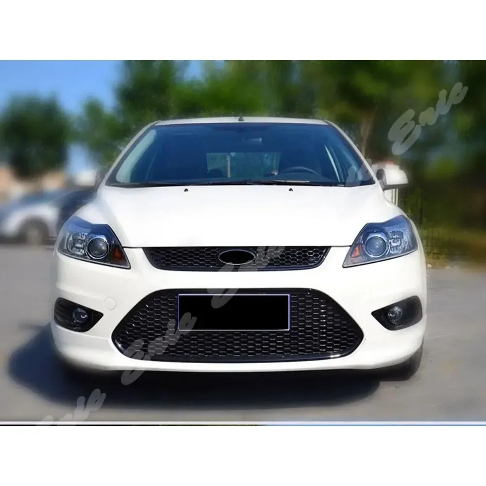 Front & Lower Grille Bumper Honeycomb Gill For Ford Focus 2009 2010 2011 2012 2013 2014 2015 Hatchback Sedan Glossy Black