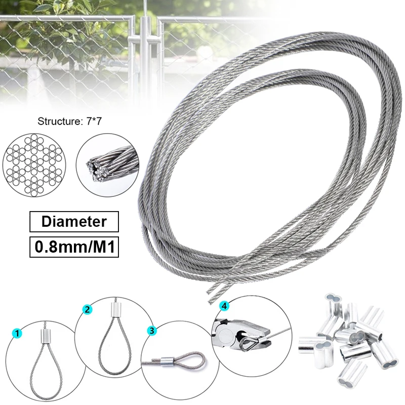 25M stainless steel wire rope 7*7 structure soft hanging lifting lifting rope lifting rope pulling rope drying rack wire rope