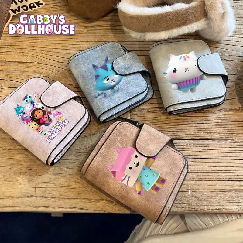 

Кукольный домик Габби, женский кошелек из искусственной кожи, короткие кошельки для монет, кошелек на молнии, однотонный держатель для нескольких карт, тонкий маленький зажим для денег