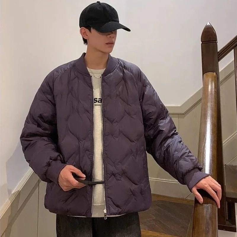 

​ Зимняя мужская легкая модная утепленная хлопковая стеганая куртка с ромбовидным узором ​