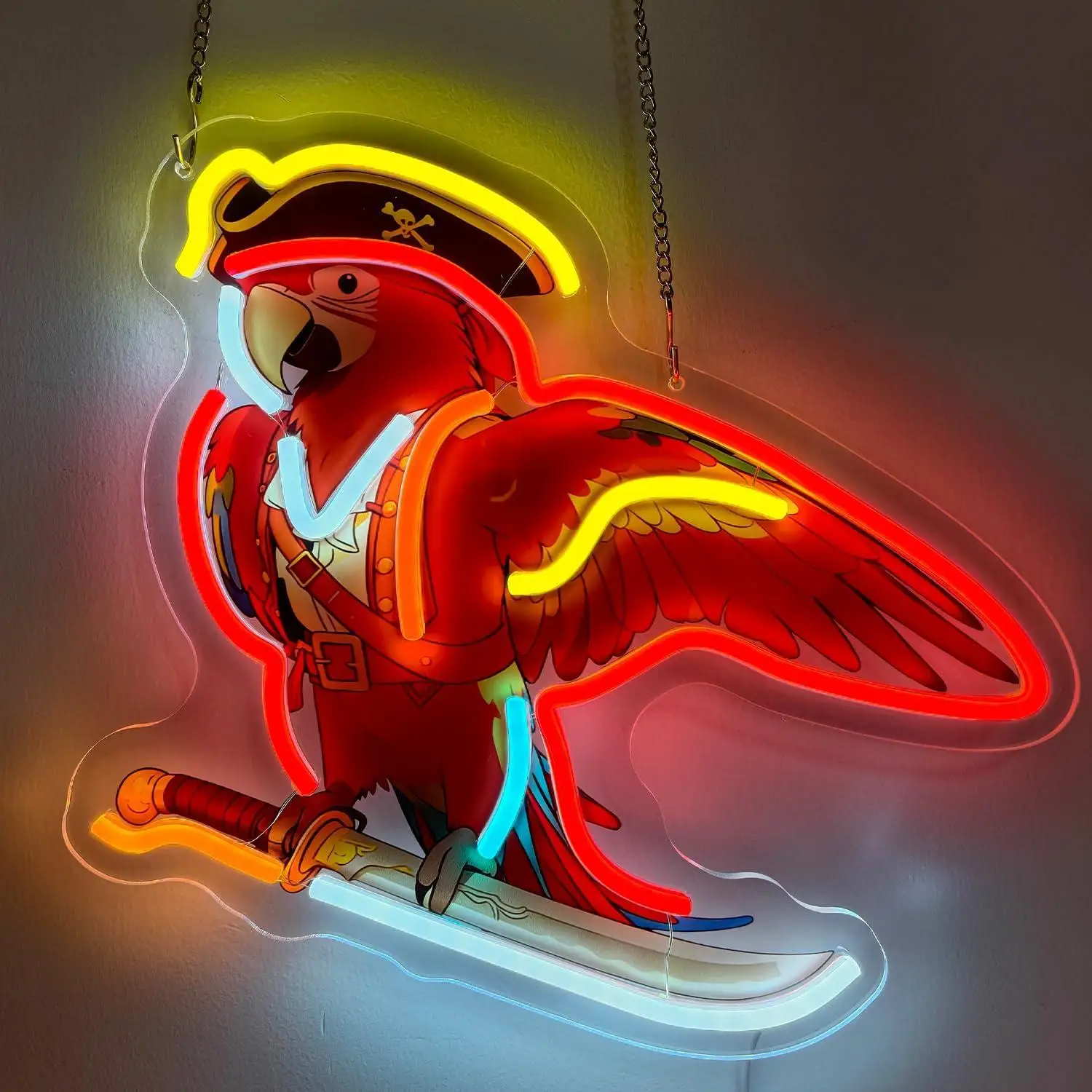 

Pirate Neon Sign Parrot USB Dimmable LED Lights for Bar Bedroom Dorm Garage Man Cave Pub Game Room Decoration Gifts Wall Light