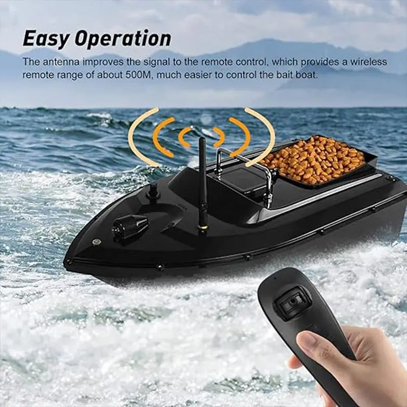 RC Automatic Fishing Bait Boat Bait Thrower alimentazione nave e gancio 3KG caricamento 2 cabine Cruise 500m telecomando, GPS opzionale