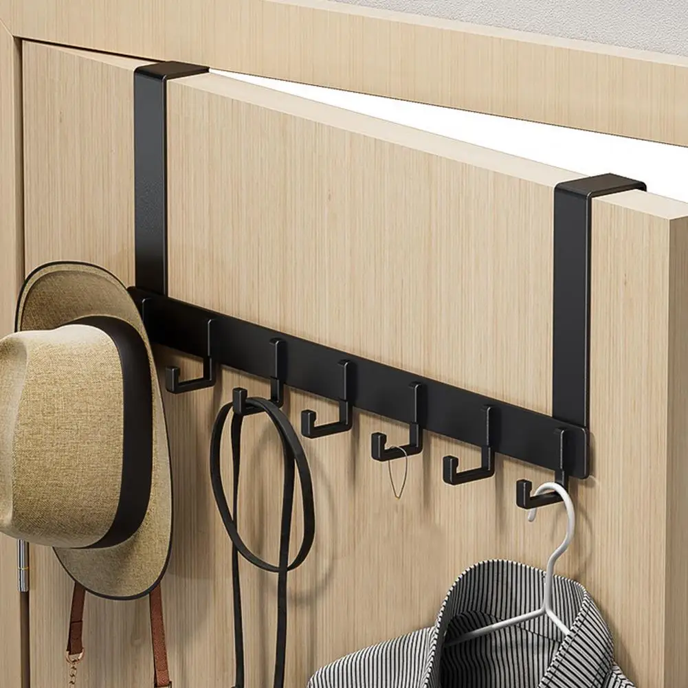 

Over Door Storage Rack with 6 Hooks Strong Load-bearing Rustproof Space-Saving Organizer Rack Coat Towel Hanger Home Supplies