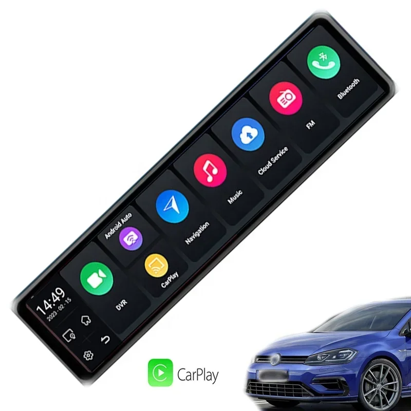 Tiktok trending 12 Inch Pantalla Mirror Touch Dash Cam ADAS 4+64G WiFi 4G LTE Car DVR GPS Navigation Android with Carplay For US