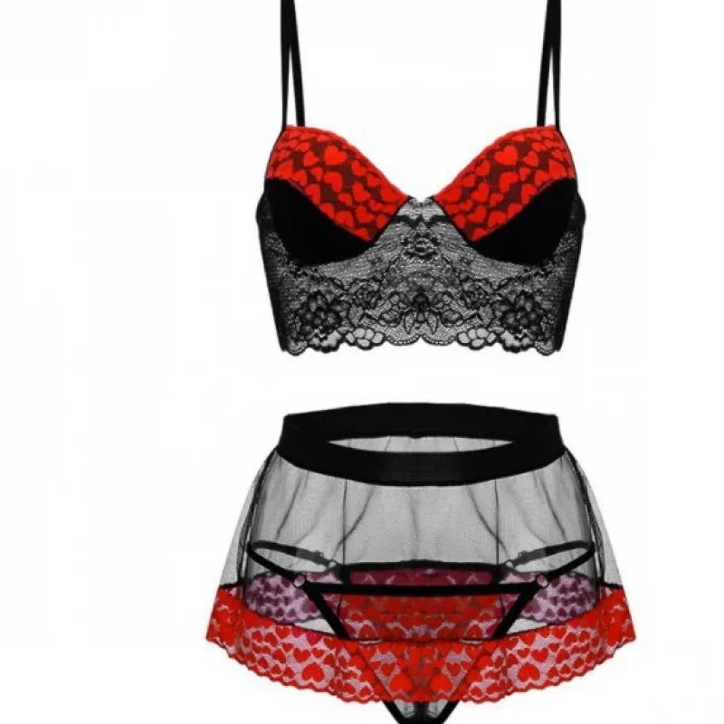 Lingerie Halter Lace Suit fora do terno uniforme de três pontos