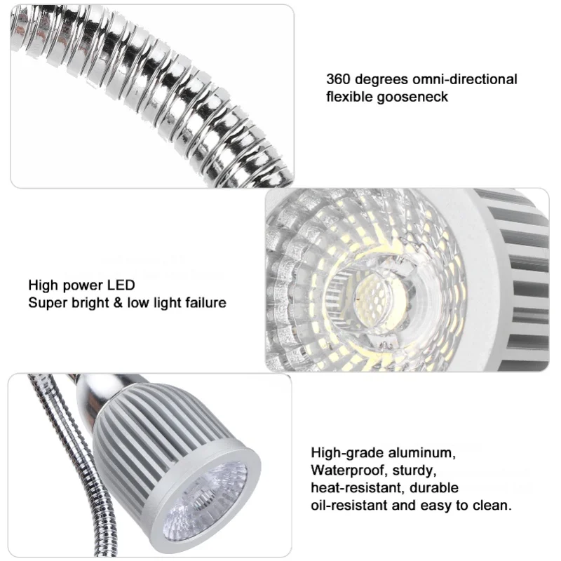 7W LED Sewing Machine Light Flexible Work Lamp With Magnet Base For Workbench Lathe