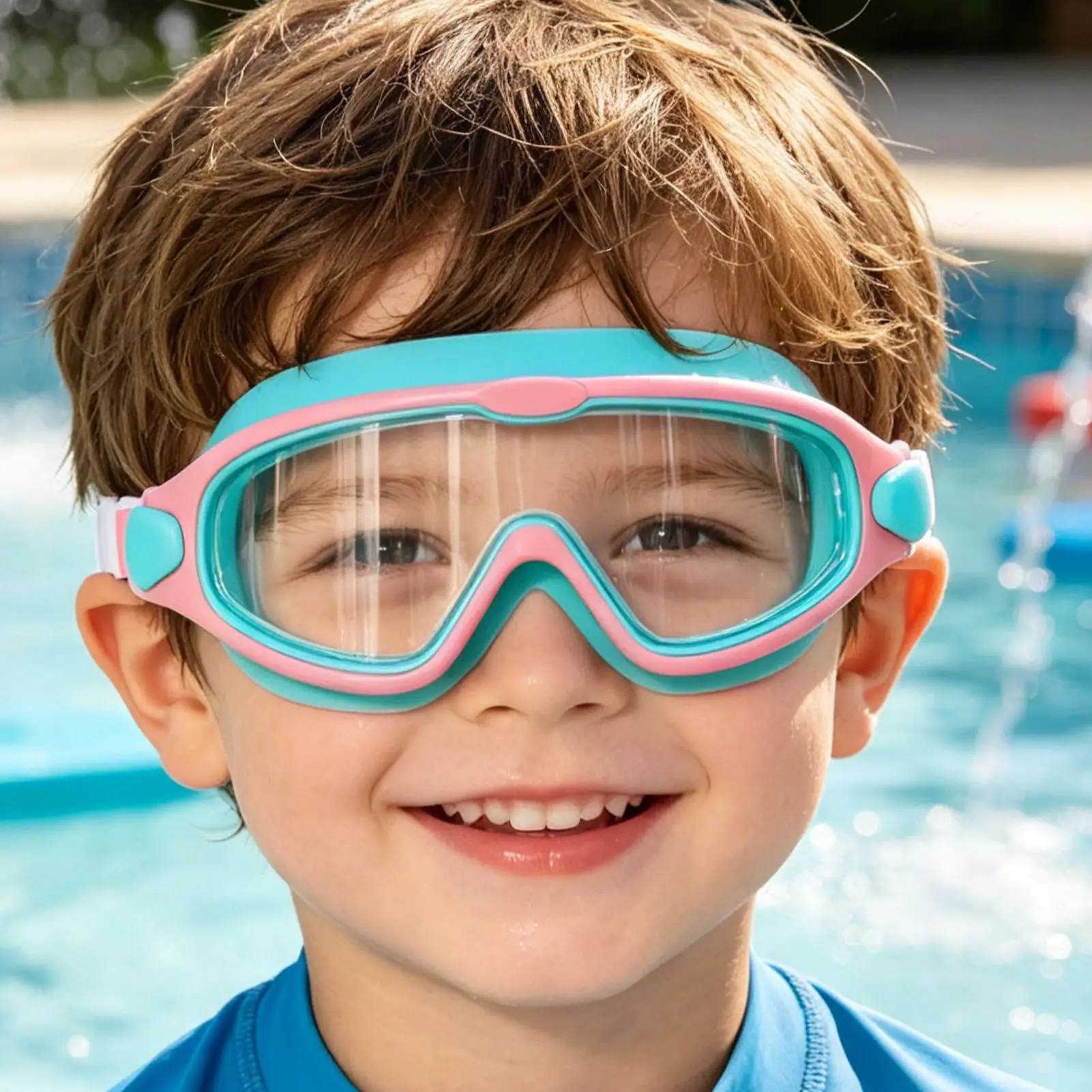 Kids Swim Goggles Leak-Proof Anti-UV 180 Wide View Adjustable Pool Goggles Kids For Boys Girls Youth Aged 3-15 Pool Beach view 4