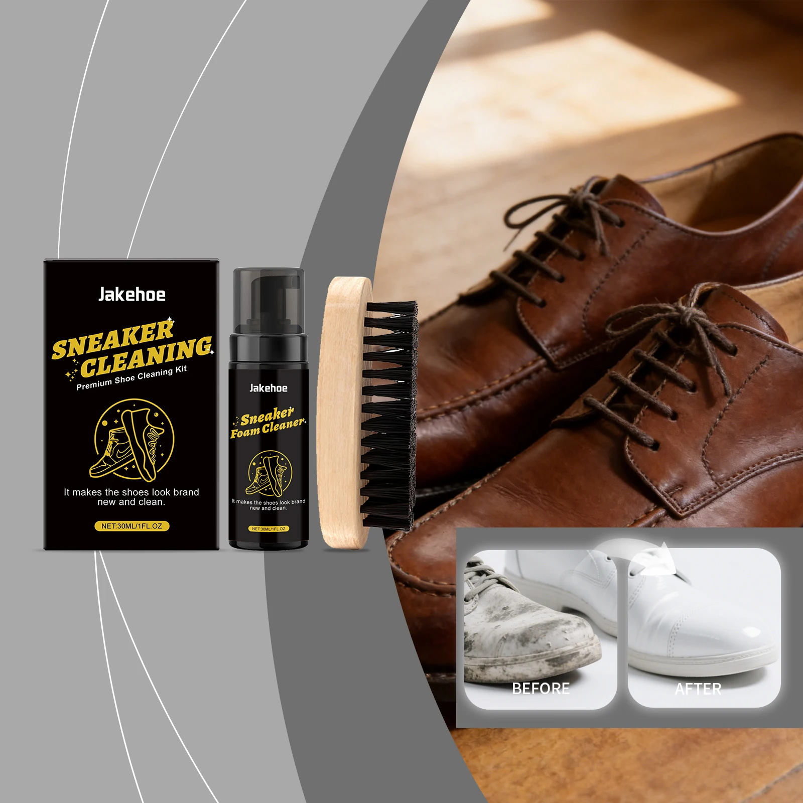 Sneaker Cleaning Kit Liquid Shoe Cleaner with Brush Travel Size Deep Cleaning Stain Remover for Sport Shoes Leather Canvas Gentl