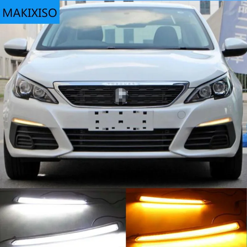 

2Pcs Daylight For Peugeot 308 2016 2017 DRL Daytime Running Lights Fog Lamp Cover Headlight 12V Daylight