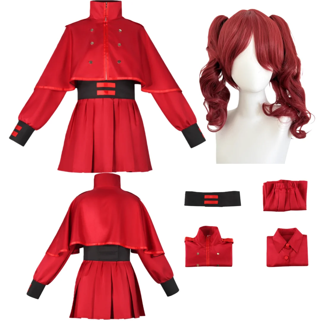 

Kasane Teto Cosplay Costume Wig Red Clothes Anime Costume for Women Halloween Party
