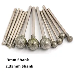 5Pcs/Set Grind Needle Head Cutter Jade Carve Tools Engrave Rotary Spherical Burr Tool 2.35/3mm Shank Round Ball