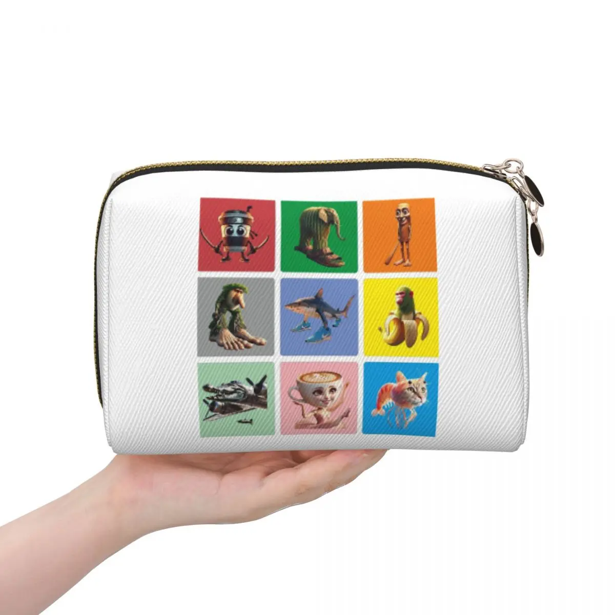 

Italian Brain Rot Anomaly Women Cosmetic Bag Travel Makeup Organizer Pouch Toiletry Storage Dopp Kit Box