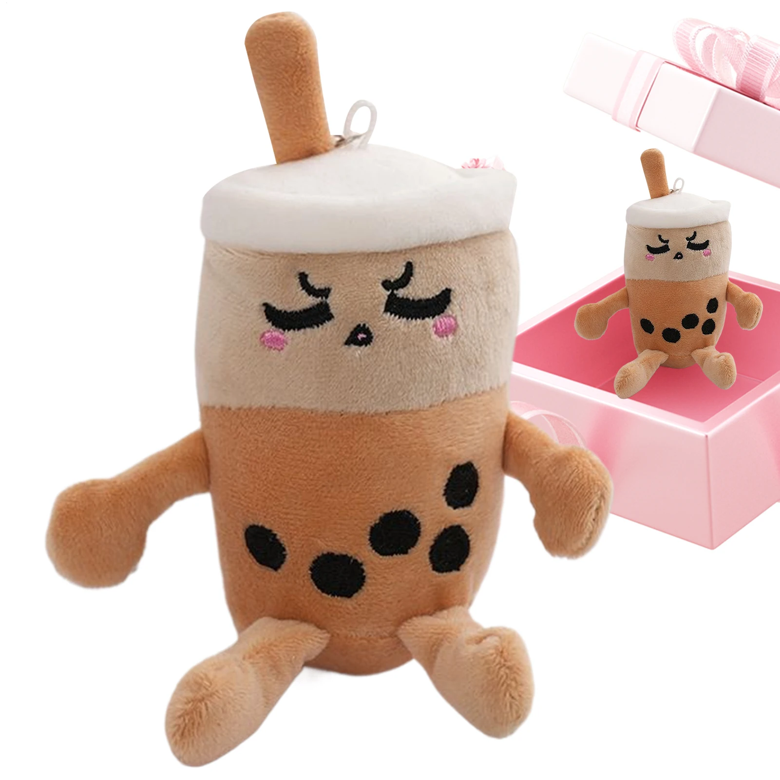 버블티 플러시 키체인 12cm 귀여운 인형 백팩 장식품 부드러운 장식품 어린이 소녀 친구 학교 파티 여행 생일 선물