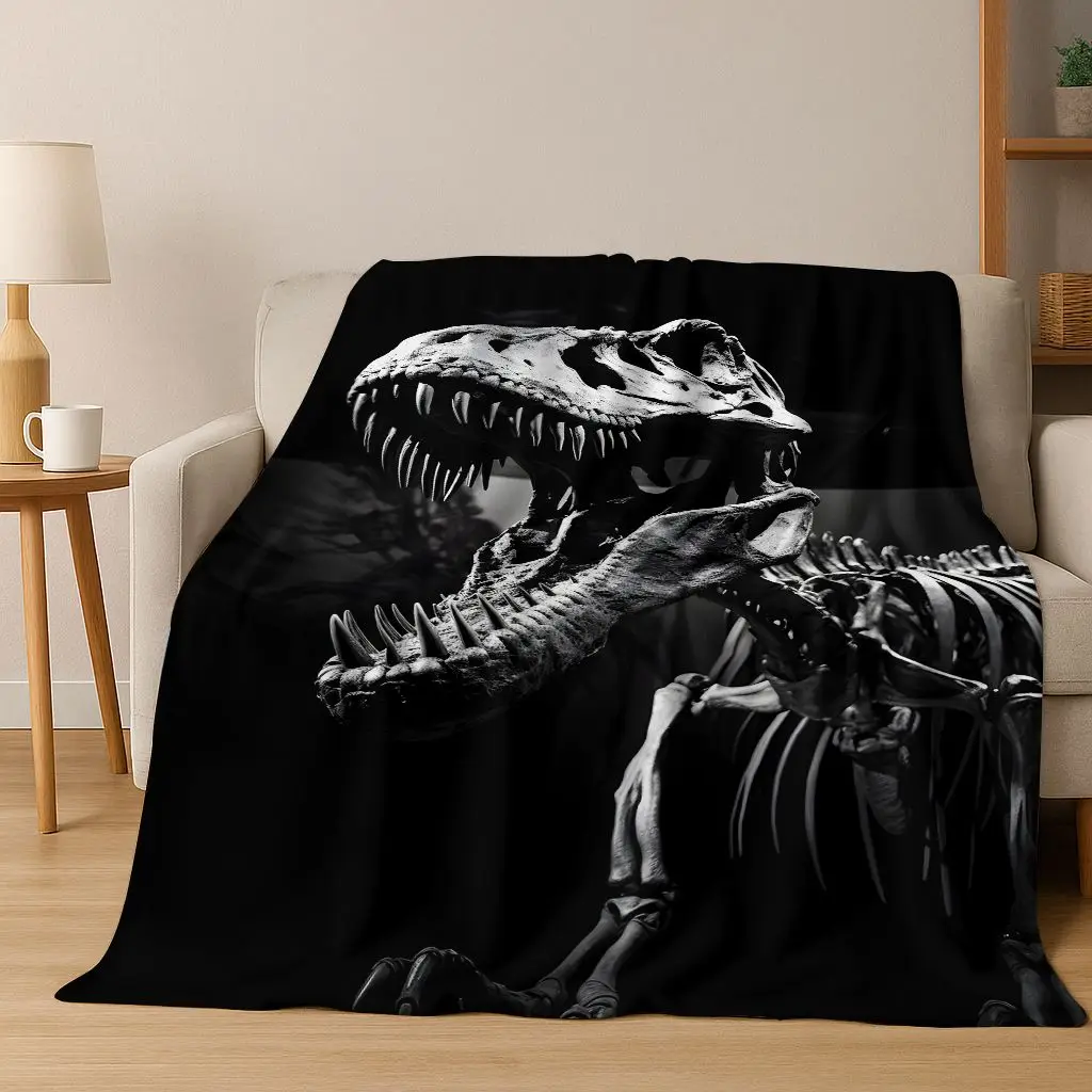 Ancient Creatures Dinosaur Ammonite Fossil Art Flannel Blanket,Cozy Soft Throw Blanket for Home Bedroom Bed Sofa Cover Gift Kid