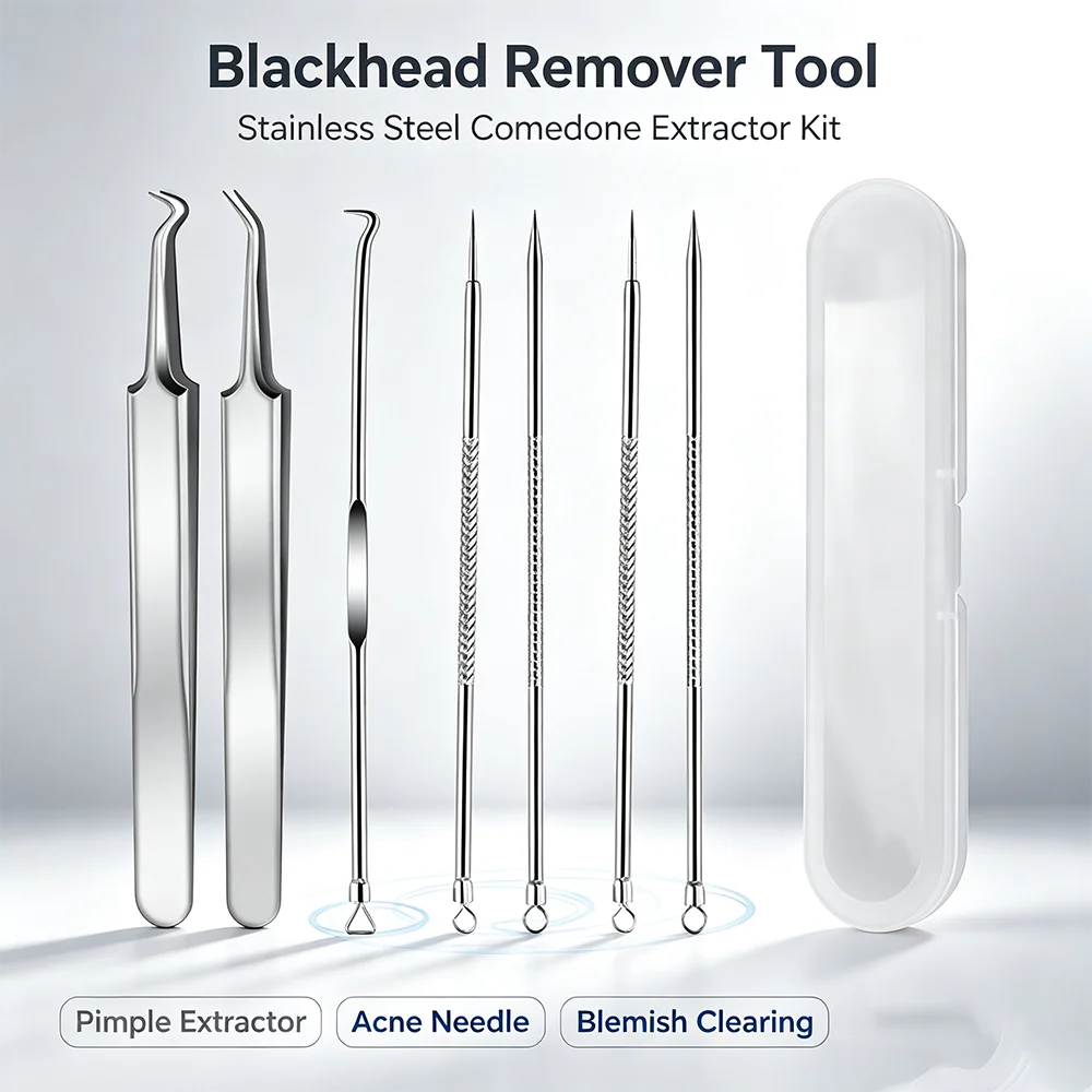 Double-ended Pimple Popper Tool, Stainless Steel Blackhead Extractor Acne Needle, Practical Facial Skin Cleaning Beauty Tool