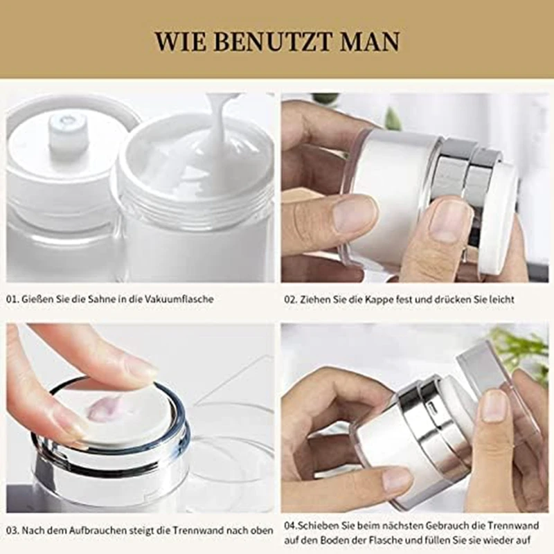 3 Pcs Empty Acrylic Makeup Cosmetic Jar Portable Cream Jar 50Ml/50G, Containers With Press Pump