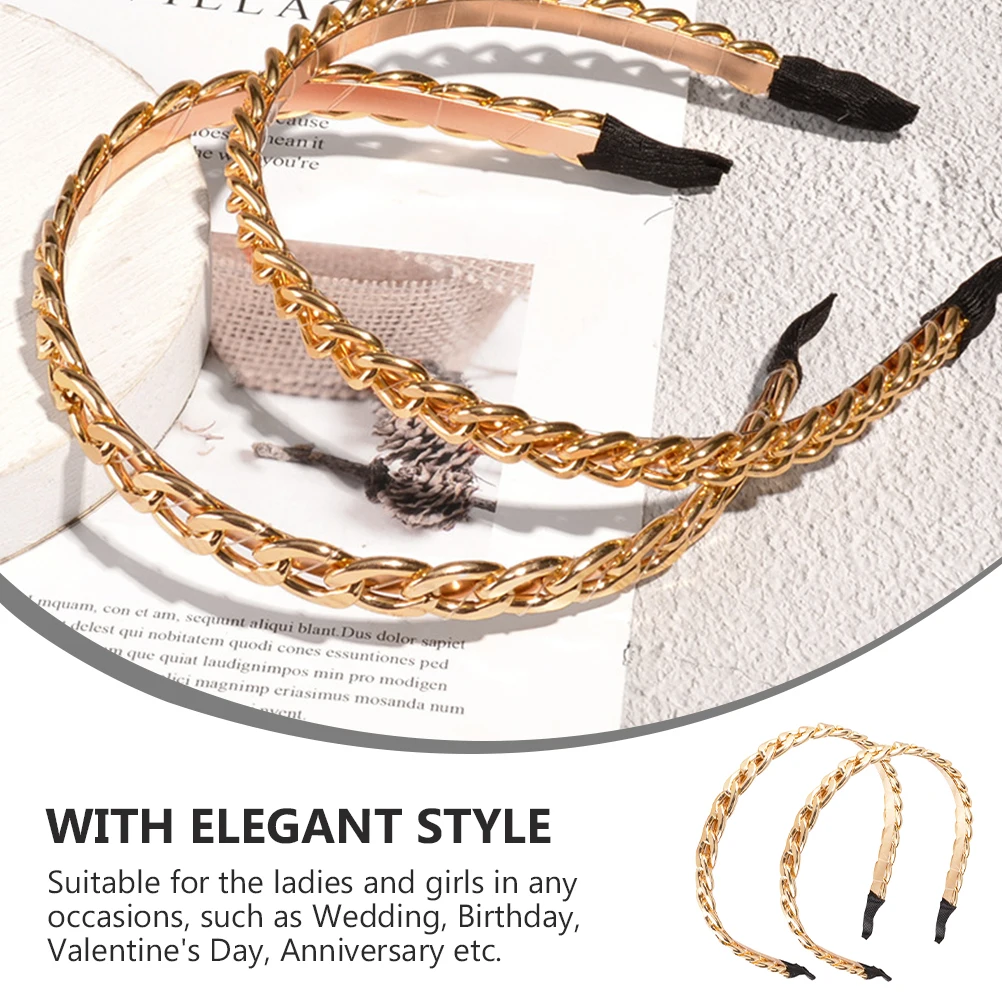 

Metal Hair Hoop Vintage Accessories for Girls Women Bridal Headdress Golden Chain Headb Photos Props Gifts Hair Tools