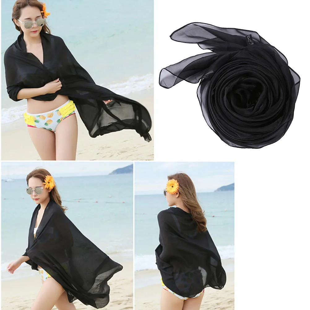 

Summer Sun Protection Beach Towel Lightweight Chiffon Wrap For Women Uv Shield Cover Up Sunscreen Shawl Outdoor Travel Gear
