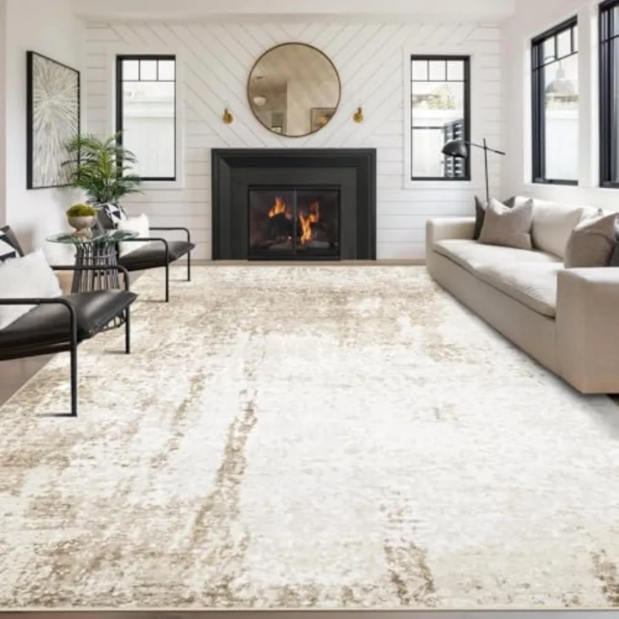 

8x10 Area Rugs Washable Rug Soft Modern Abstract Rugs for Living Room Large Low Pile Thin Rug Non Slip Indoor Neutral Carpet fo
