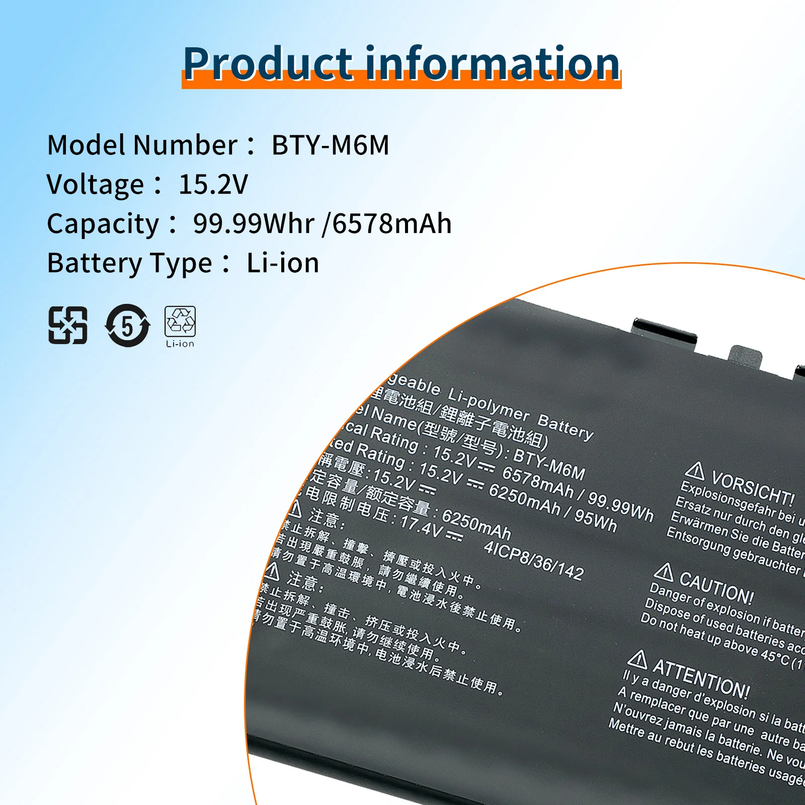 Imagem -05 - Bvbh Bty-m6m Bateria do Portátil Msi Criador 15 A10sd A10sf Gs66 Discrição 10sfs 10sgs 10se045 10ug Ge66 Raider 10sfs Ws66