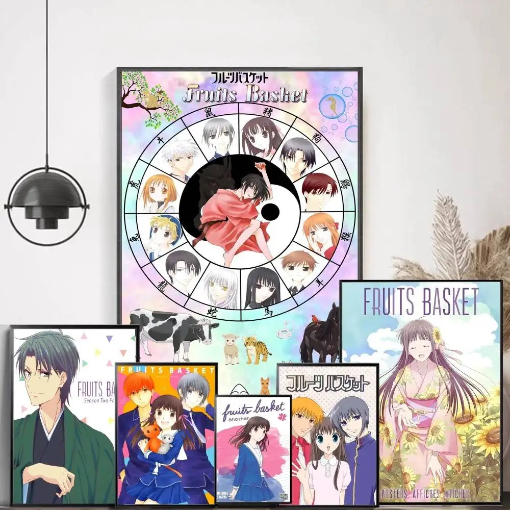 

Fruits Basket Movie Sticky Posters Fancy Wall Sticker for Living Room Bar Decoration Vintage Decorative Painting