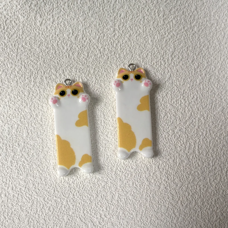 10Pcs Cute Long Cat Pendant for DIY Jewellery Making