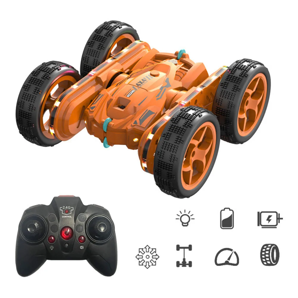 

RC Stunt Car 2.4GHz 4WD Rechargeable Twisting Drift Car Double Side Flip Remote Control Vehicle With Light Music