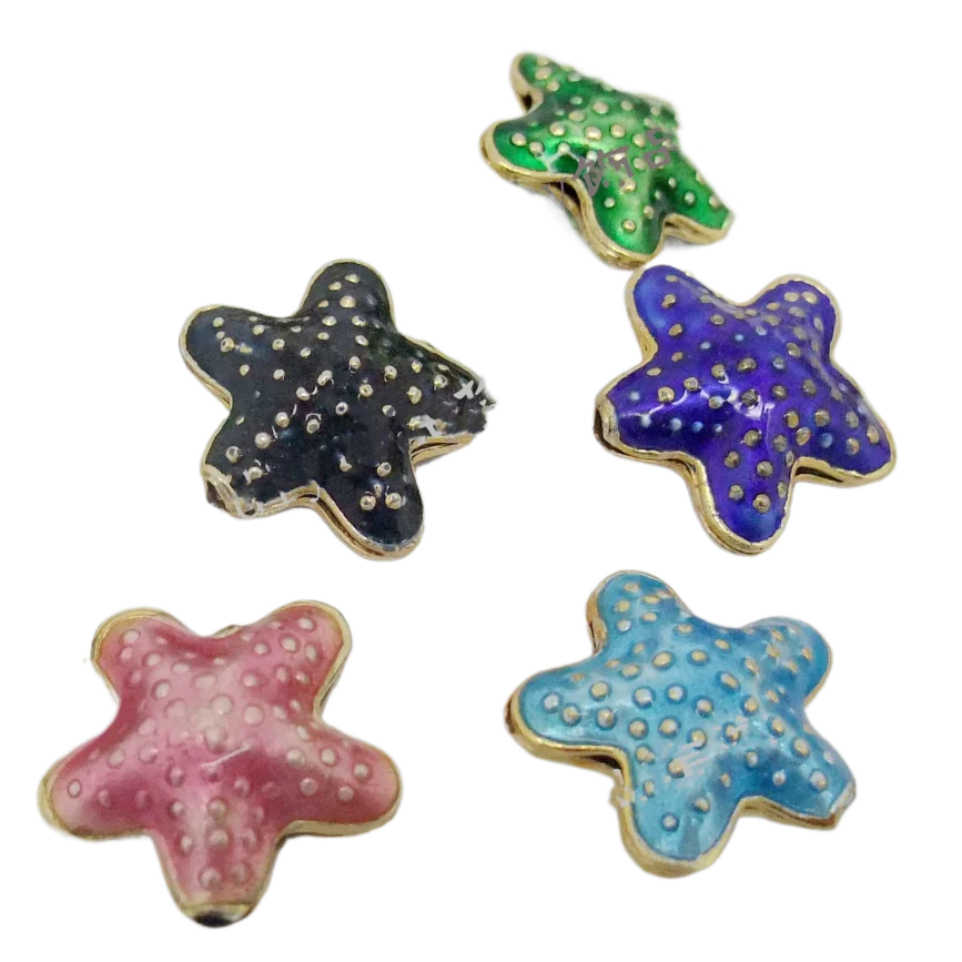 5 Pcs Vintage Cloisonne Enamel Star Beads Handmade Starfish Beads DIY Earrings Bracelets Pendant Jewelry Making