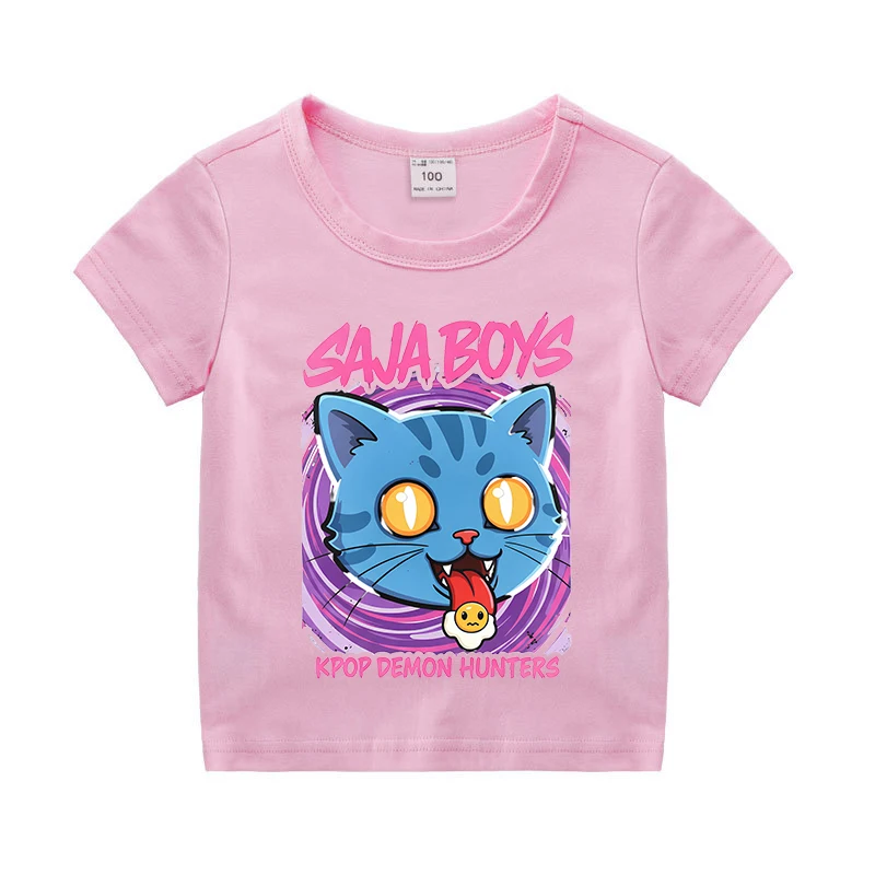 KPop شيطان الصيادين فتاة القطن تي شيرت الاطفال قصيرة الأكمام بلايز الأطفال الكرتون لطيف المحملة الصيف ملابس كاجوال هدية عيد ميلاد 2025 #5