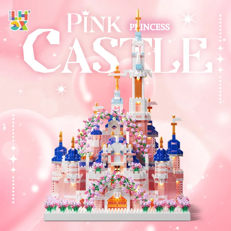 

Disney Street View Pink Castle Diamond Building Blocks Princess Magic Castle Micro Brick Figure Dream Toy for Girl Birthday Gift
