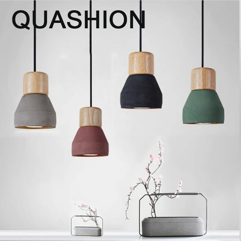 

LED Pendant Lamp Nordic Simple Colorful Chandeliers for Bedroom Bedside Restaurant Bar Lighting Home Decor Cement Pendant Lights