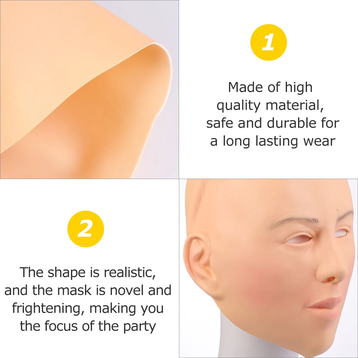 

1pc Latex Horror Costume Face Cover For Halloween Party Cosplay Prank Mask Bareheaded Female Head Scary Mask Adults Teens