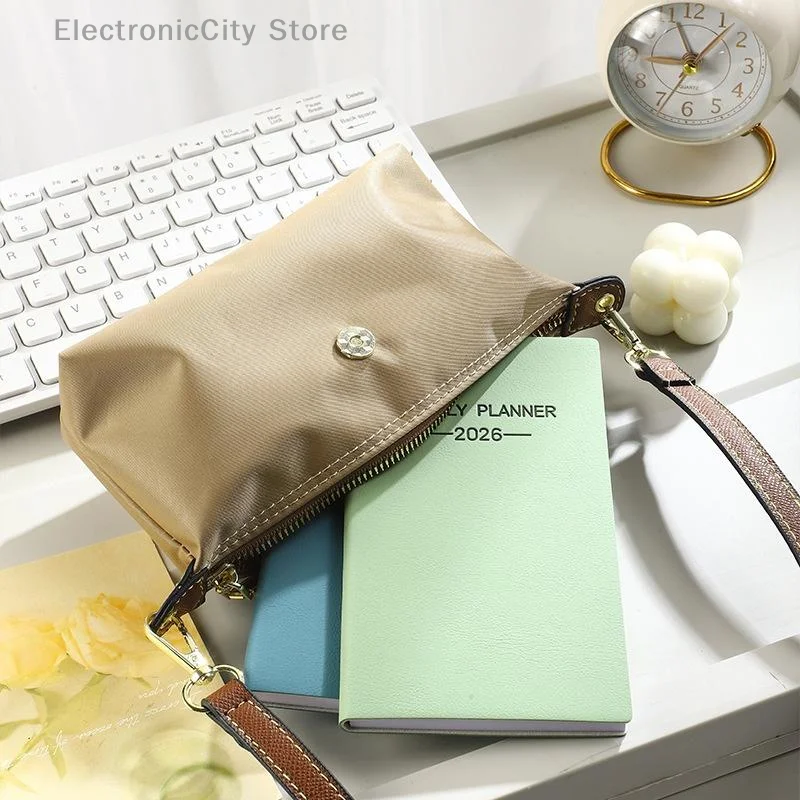 Agenda giornaliera 2026 da 1 pezzo, calendario in pelle a colori Morandi formato A6, 64 fogli, calendario settimanale sottile da 128 pagine