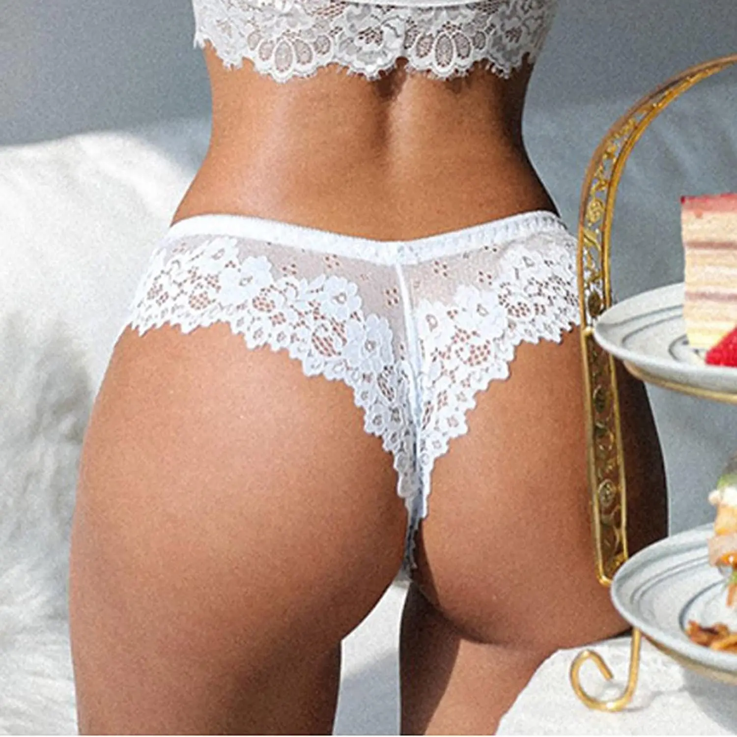 

Women Panties Lace Sexy Lingerie Temptation Low-waist Panties Embroidery Thong Transparent Hollow Out Underwear Female G String