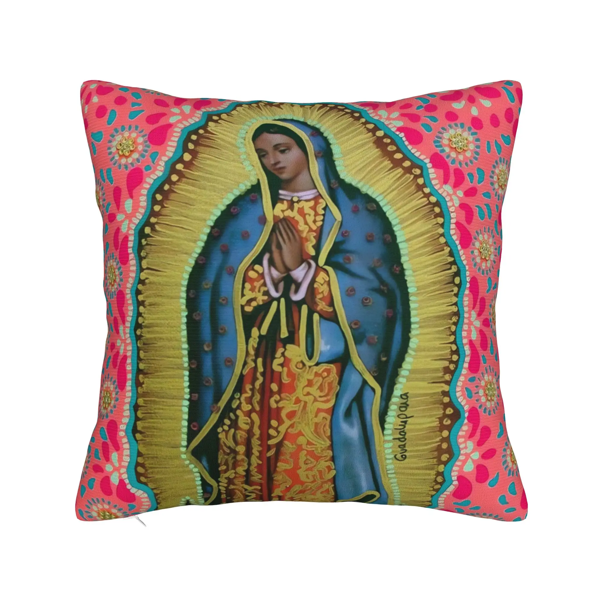 Virgin Mary Cherubs Rose Pillow Case  Custom Pillow Cover For Living Room Chair Novelty Pillowcases