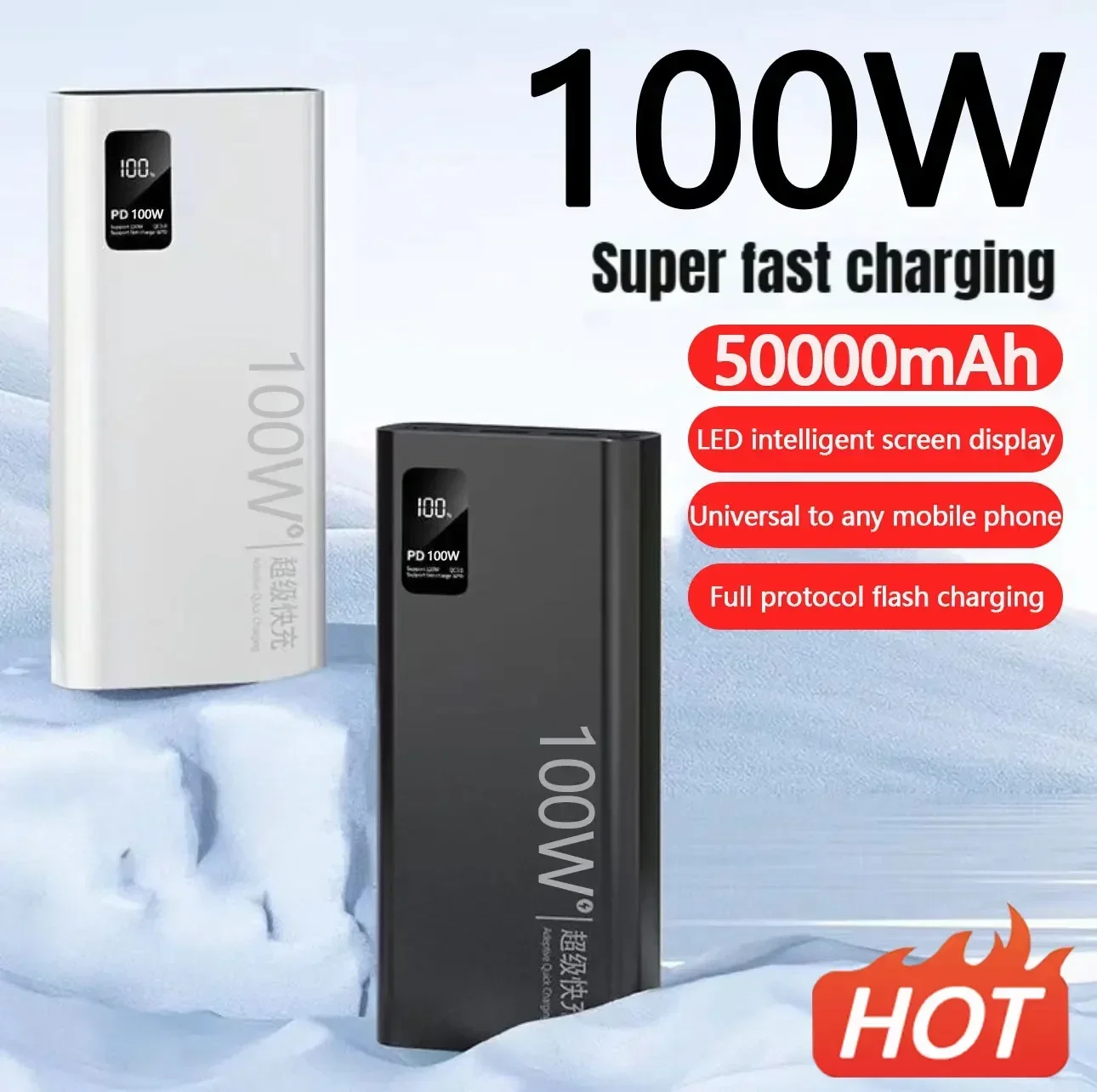 

100W Super Fast Charging 50000 MAh Power Bank with 100% Sufficient Capacity for Mobile Power Supply for Various Mobile Phones