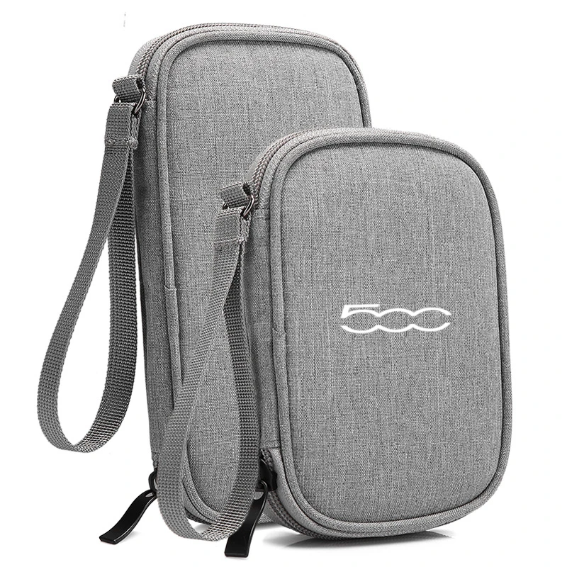 Portable car keychain driver\'s license Earphone Bag Coin Purse USB Cable Case Storage BoxFor Fiat 500 500x 500l panda TIPO punt