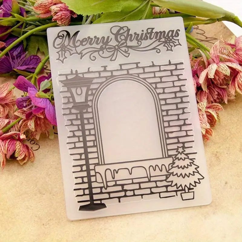 1Pc Merry Christmas Background Embossing Folder for Card Making Floral DIY Plastic Scrapbooking Photo Album Card Paper Craft