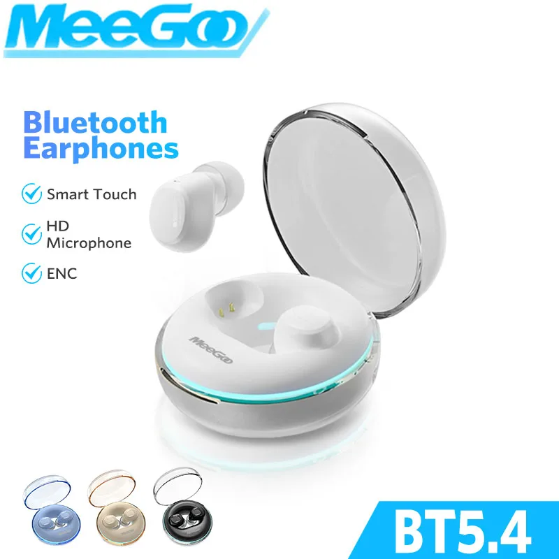 

MeeGoo Mini Earphones Compact lightweight Low-Latency Bluetooth Headphone Mini Transparent Swimming Ring TWS True Waterproof