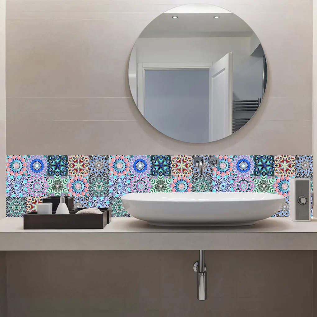 Carreau mural vinyle fleur autocollant Mural carrelage décalcomanie imperméable auto-adhésif carrelage autocollant, MZ-2-117, grand