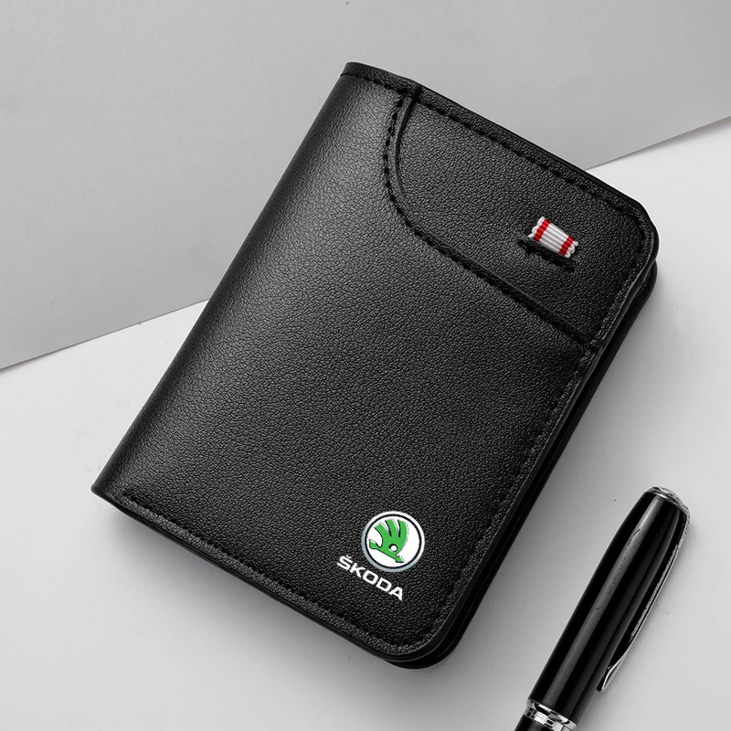 Dompet Lembut Mobil Dompet Kartu Kredit Mini Kulit Dompet Kecil Portabel untuk Skoda Octavia A5 A7 RS Fabia Superb Rapid Yeti Kodiaq